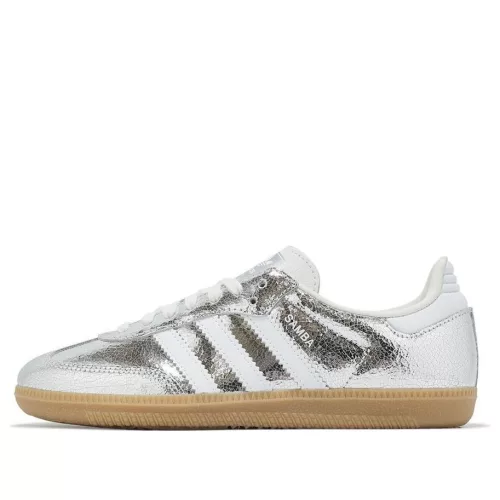 adidas Samba OG Silver Metallic Cracked Leather (Women's) alacsony szárú sneaker – termékfotó, oldalnézet