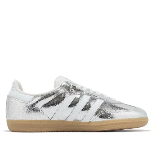 adidas Samba OG Silver Metallic Cracked Leather (Women's) alacsony szárú sneaker – termékfotó, oldalnézet