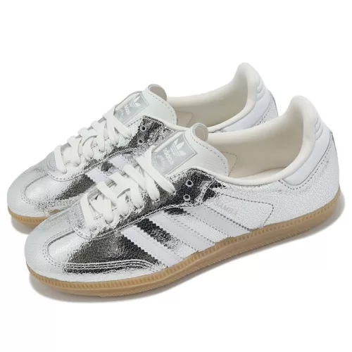 adidas Samba OG Silver Metallic Cracked Leather (Women's) alacsony szárú sneaker – termékfotó, oldalnézet
