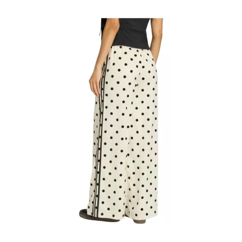 Adidas Satin Polka Dots Wide Leg Pants Off White női nadrág off white