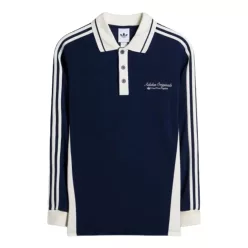   adidas Long Sleeved Polo Shirt Night Indigo uniszex póló sötétkék