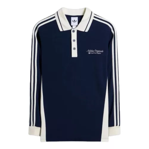 adidas Long Sleeved Polo Shirt Night Indigo uniszex póló sötétkék