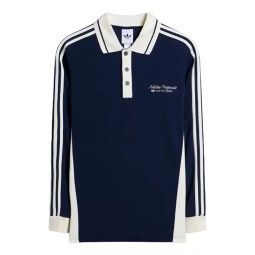 adidas Long Sleeved Polo Shirt Night Indigo uniszex póló sötétkék
