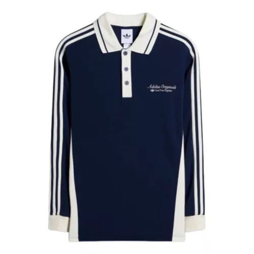 adidas Long Sleeved Polo Shirt Night Indigo uniszex póló sötétkék