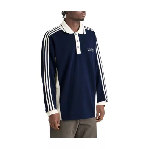 adidas Long Sleeved Polo Shirt Night Indigo uniszex póló sötétkék