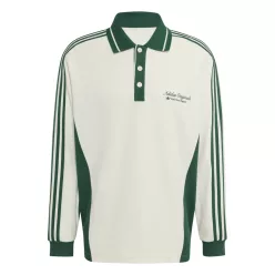   adidas Long Sleeved Polo Shirt Off White Dark Green uniszex póló off white sötétzöld