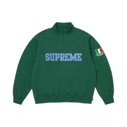 Supreme Shop Flag Half Zip Pullover 'Dark Green Milan' – termékfotó, oldalnézet