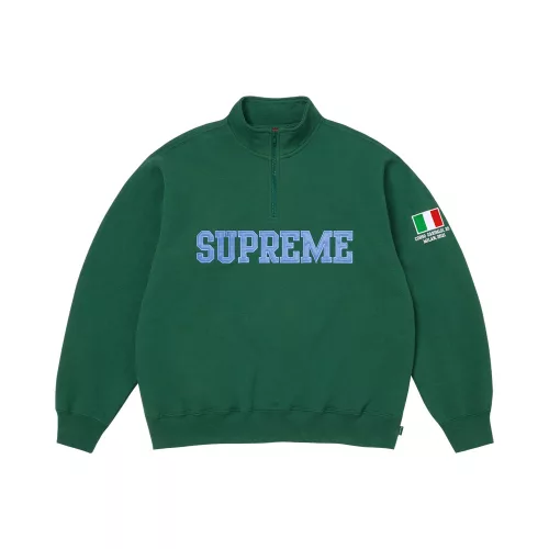 Supreme Shop Flag Half Zip Pullover 'Dark Green Milan' – termékfotó, oldalnézet