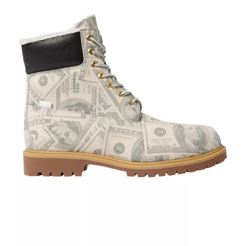 Timberland 6" Premium Waterproof Boot Supreme x MM6 Maison Margiela $100 Bills magas szárú sneaker – termékfotó, oldalnézet