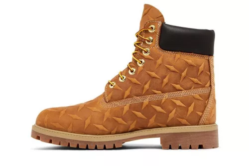 Supreme x Timberland 6 Inch Premium Waterproof Boot Embossed Diamond Plate Wheat férfi magas szárú bakancs búza utcai sneaker