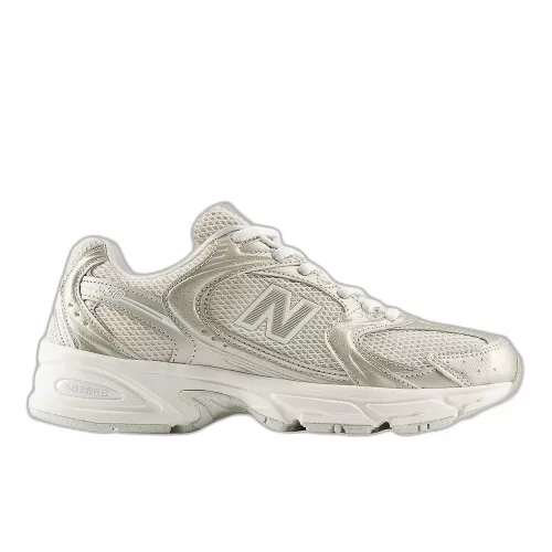 New Balance 530 Gold Metalic Linen alacsony szárú sneaker – termékfotó, oldalnézet