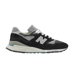 New Balance 998 MiUSA Black Silver alacsony szárú sneaker – termékfotó, oldalnézet