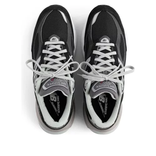 New Balance 990v6 MiUSA Black Grey White (Women's) alacsony szárú sneaker – termékfotó, oldalnézet